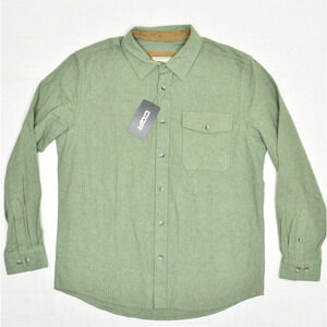 NEW CQR Gear Men Button Down Shirt Long Sleeve Cotton Blend Green Size L Flannel